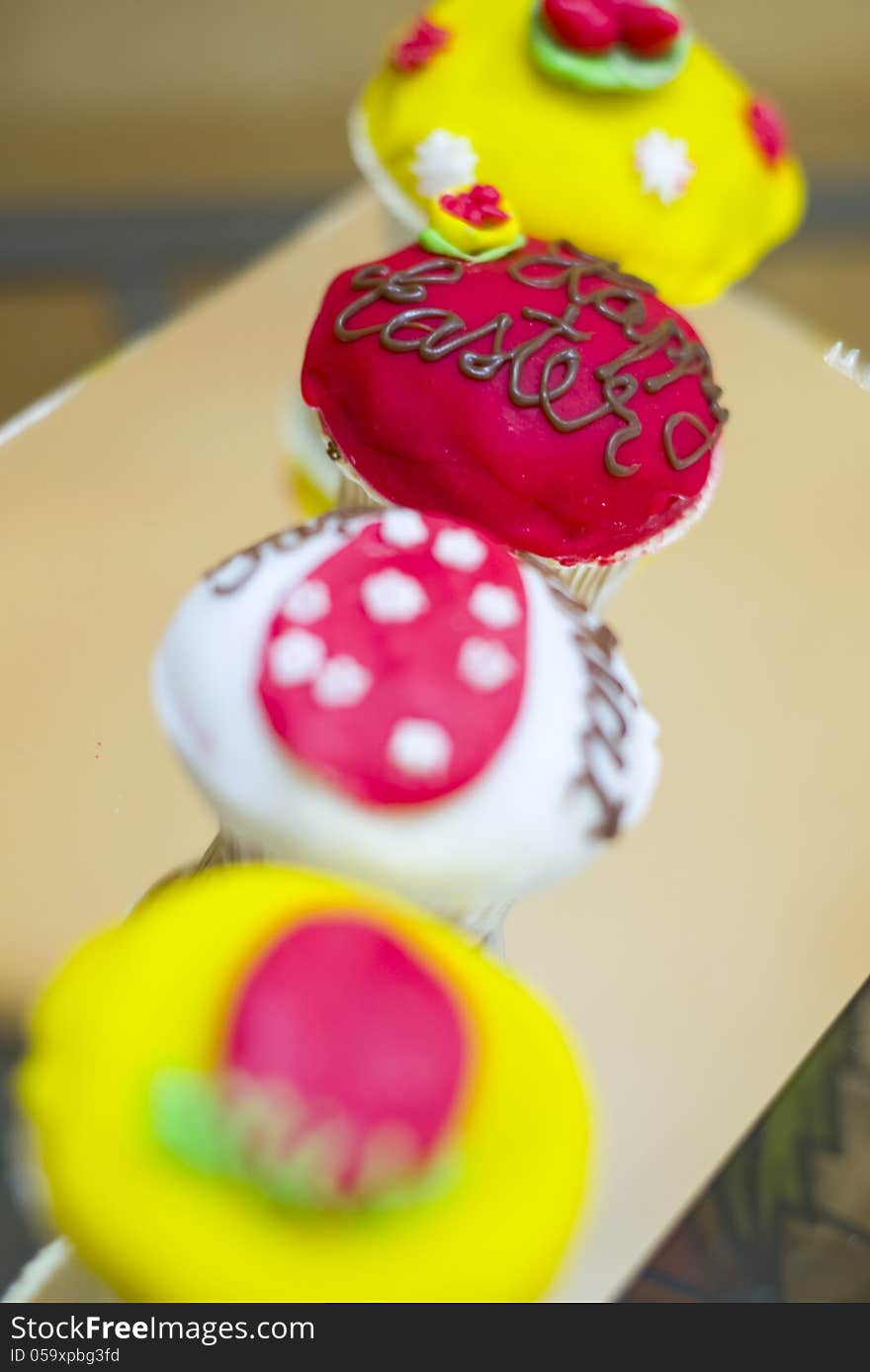 Tasty Looking Muffins In Bright Colors