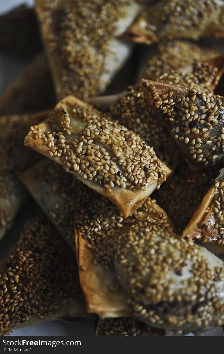 Vibrant Syrian food patties with sesame. Vibrant Syrian food patties with sesame