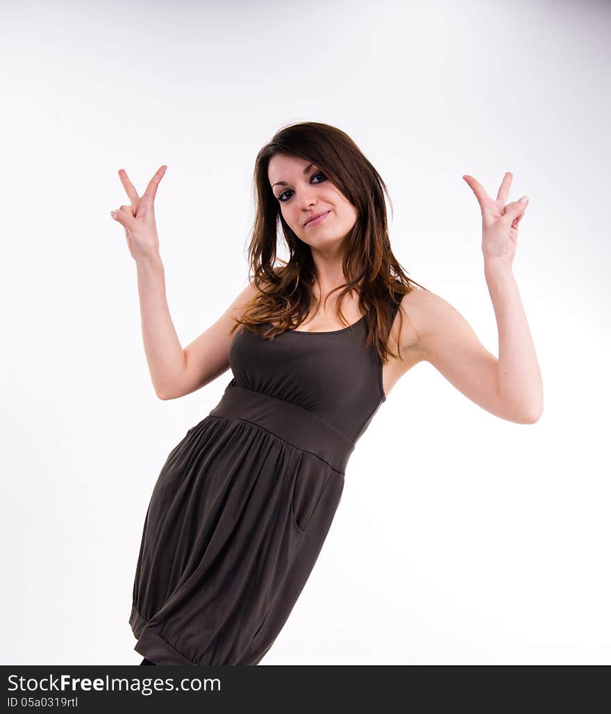 The smiling girl on a white background. The smiling girl on a white background.