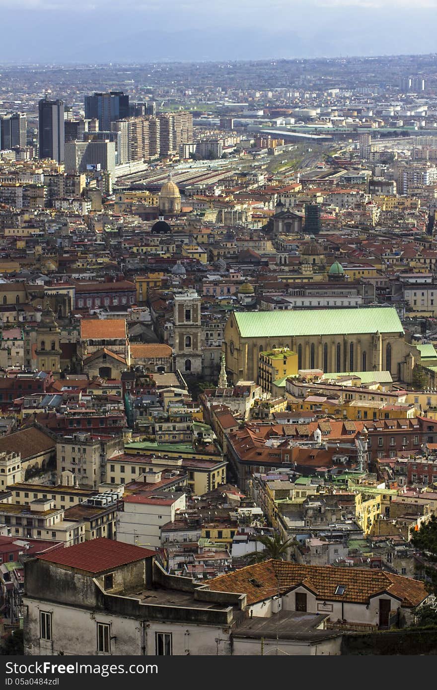 View of the historic center of Naples with spaccanapoli and the Monastery of St. Clare. View of the historic center of Naples with spaccanapoli and the Monastery of St. Clare