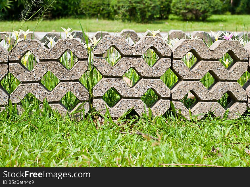 Flower fence brick round rain Lily