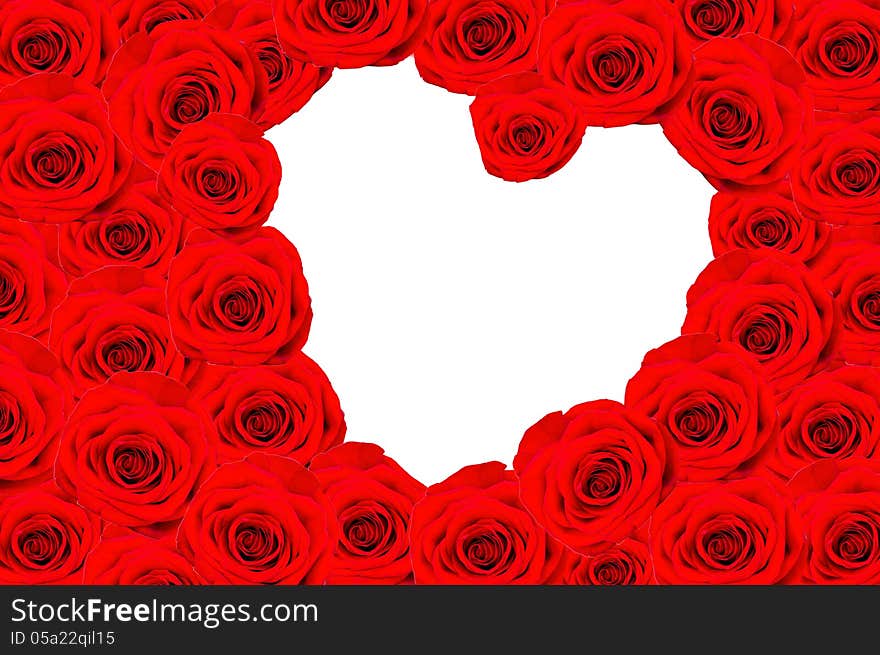 Many roses, inside the heart, background