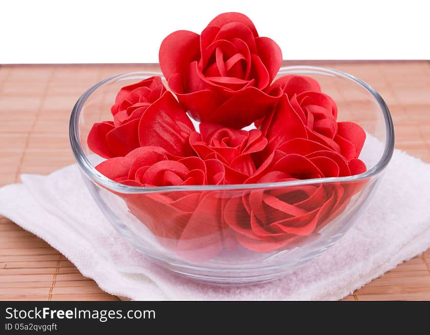 Decorative soap in a glass bowl