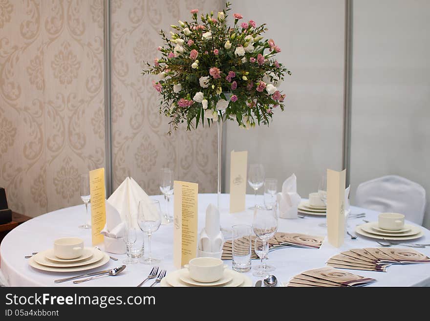 Adorned table at wedding ceremony. Adorned table at wedding ceremony