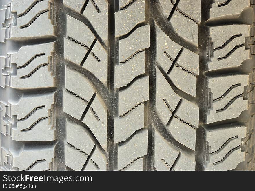 Close up on dirty tire foot print