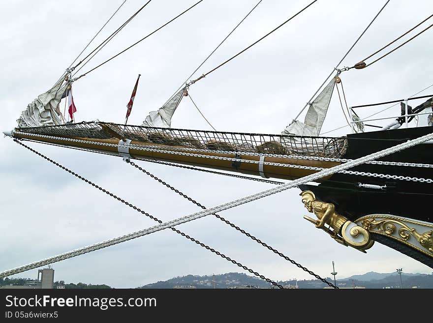 Bowsprit of a sailing vessel