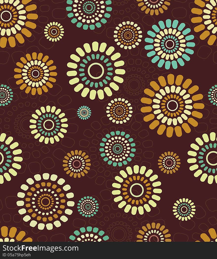 Seamless wallpaper with abstract flowers