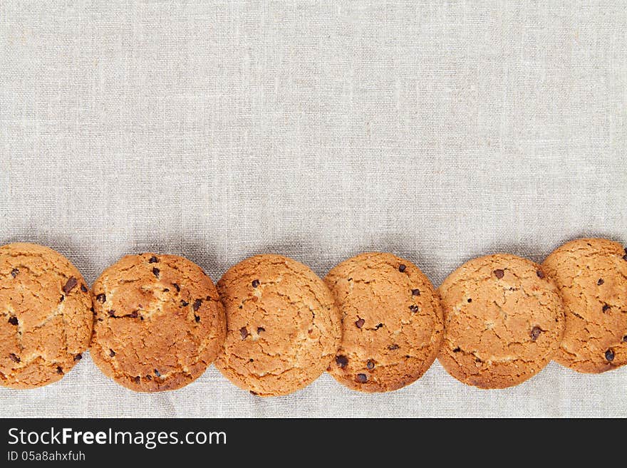 Oatmeal cookies on the texture of flax. See my other works in portfolio.