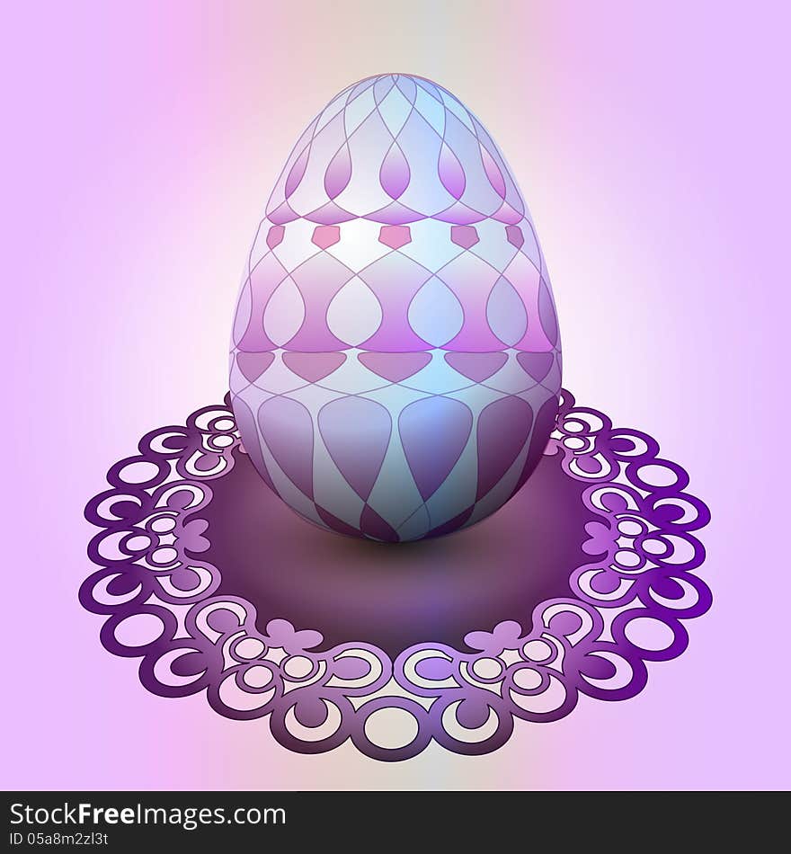 Handmade easter egg on ornamental tray illustration