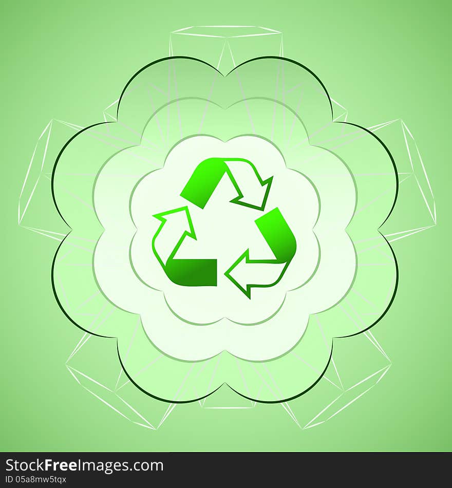 Green layout with recycle sign in cloud