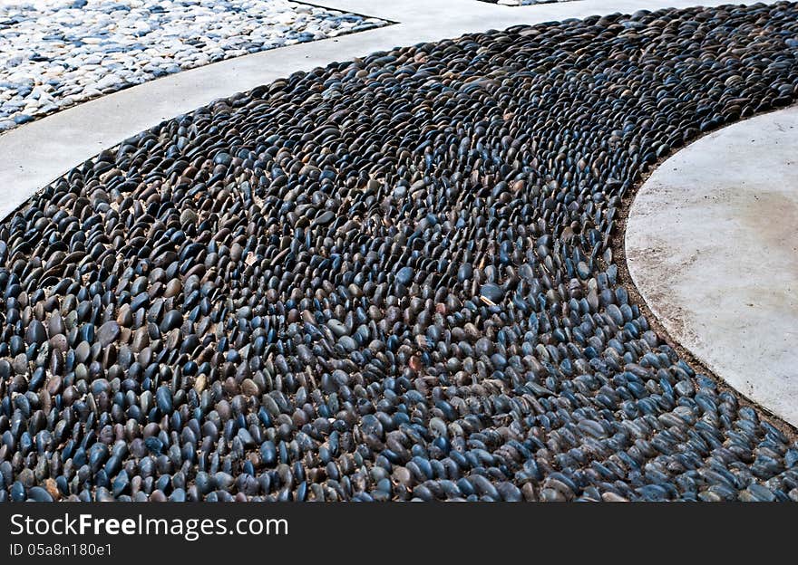 Pebble stone texture on walkway