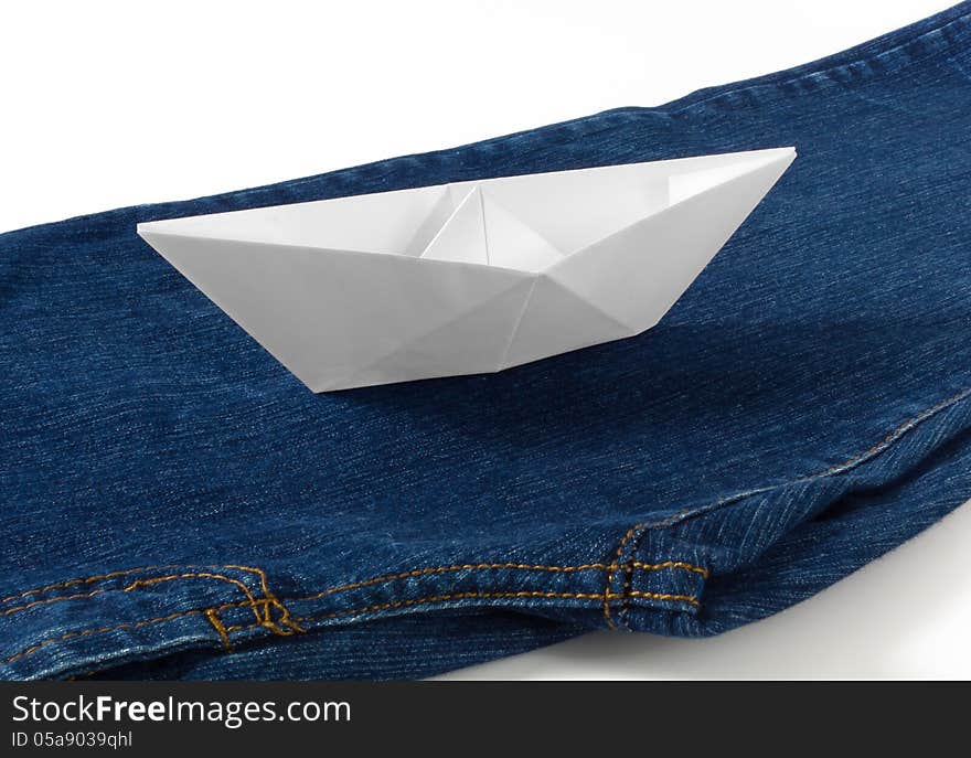 Paper Boat on Blue Jeans