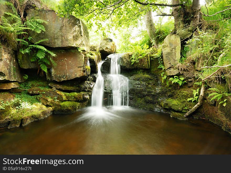 A Spring Double Waterfall and pool