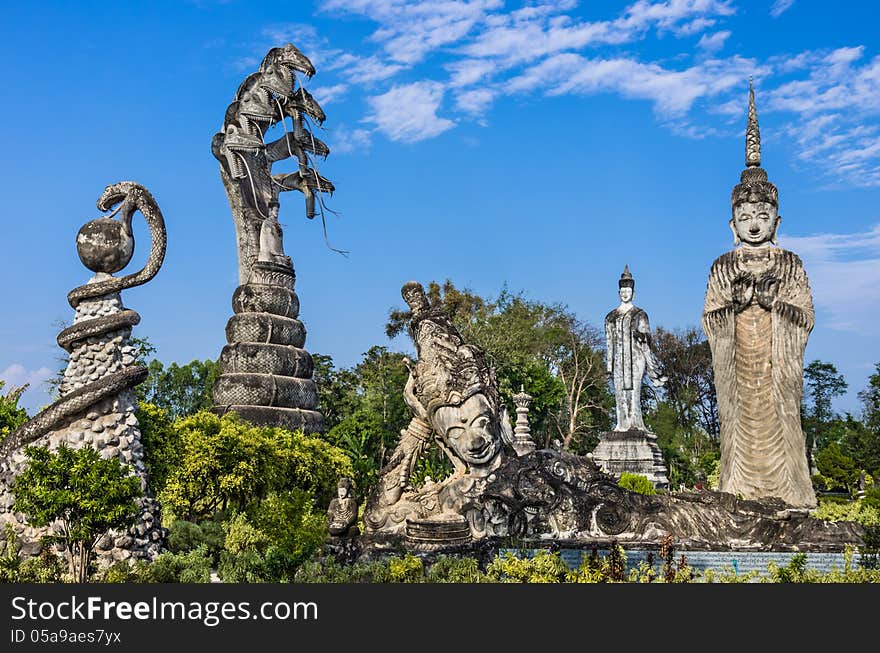 Panorama view of the Sculpture Park near Nong Khai, Thailand. Panorama view of the Sculpture Park near Nong Khai, Thailand.