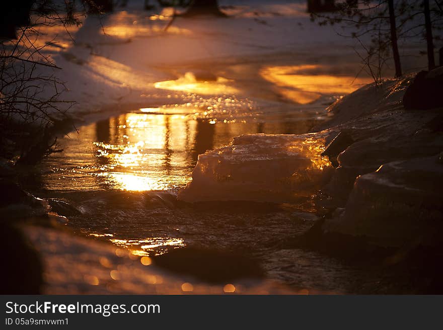 River Sunset Reflection