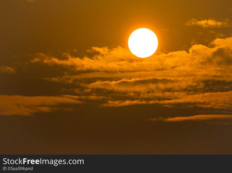 Sunrise and clouds on sky background. Sunrise and clouds on sky background