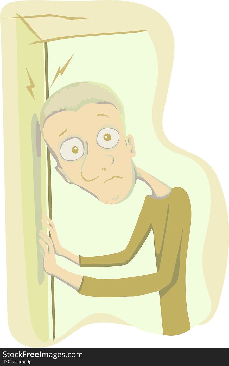 The illustration shows depressed or crazy man