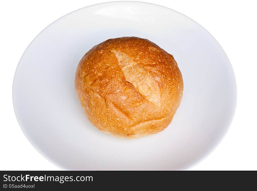 Bun bread on a white plate