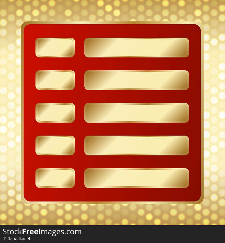 Template with golden buttons. Editable background