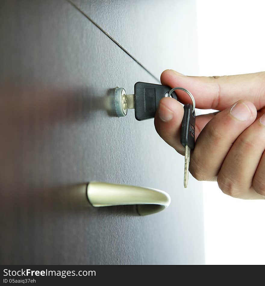 Close-up of hand opening a drawer