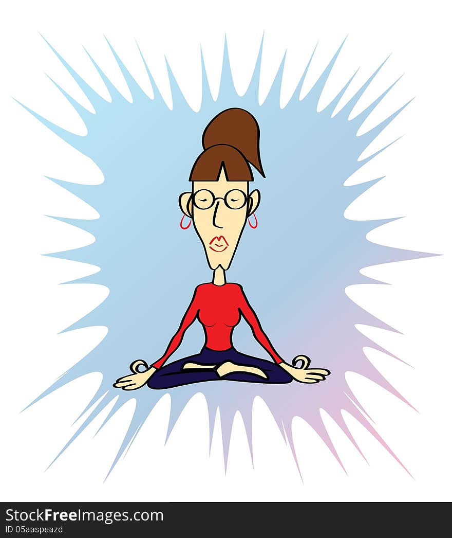 Funny Yoga Woman In Meditative Pose