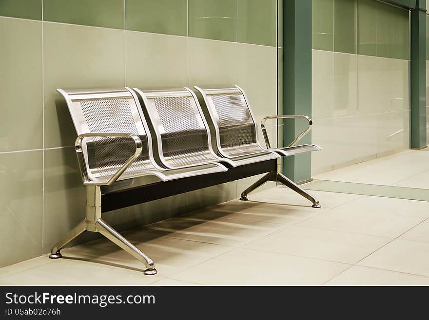 Metalic Benches At The Last Subway Station, Sofia, Bulgaria