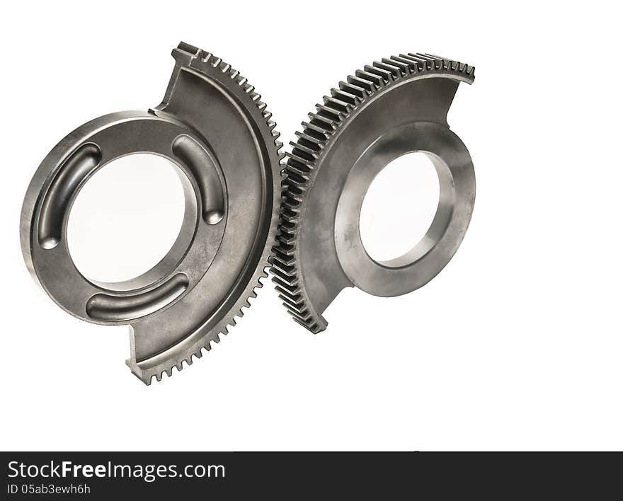 A pair of industrial worm wheel gear. A pair of industrial worm wheel gear.