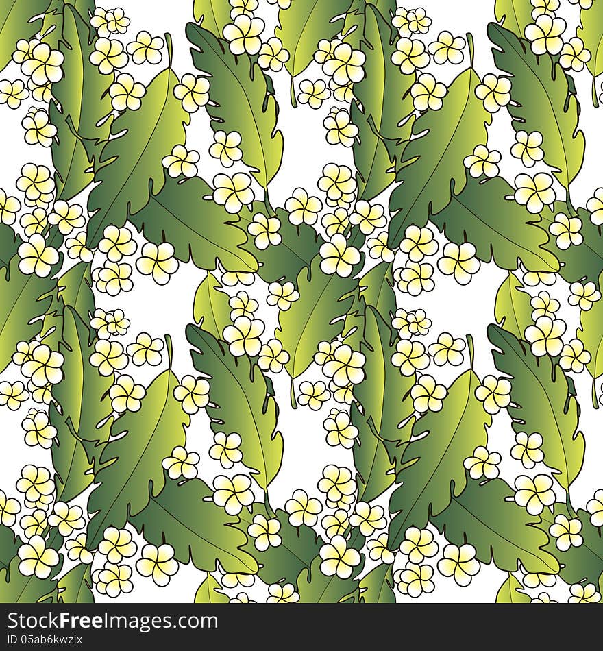 Pattern with palm and flowers