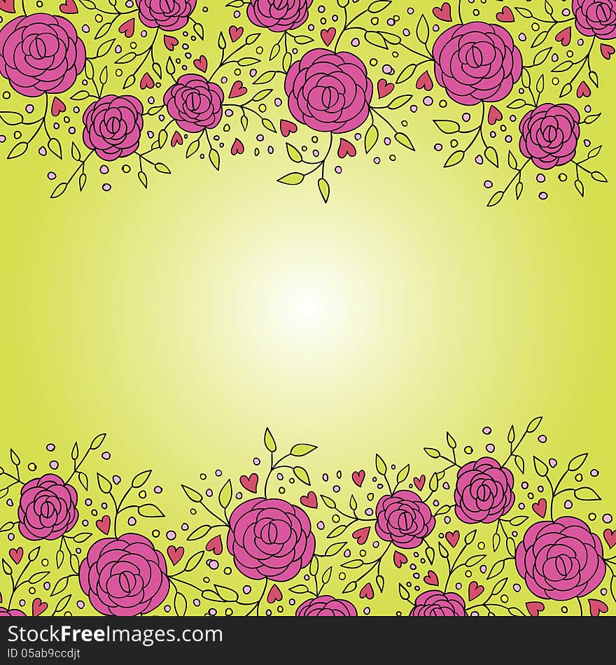 Vector abstract background with flowers and hearts. Vector abstract background with flowers and hearts