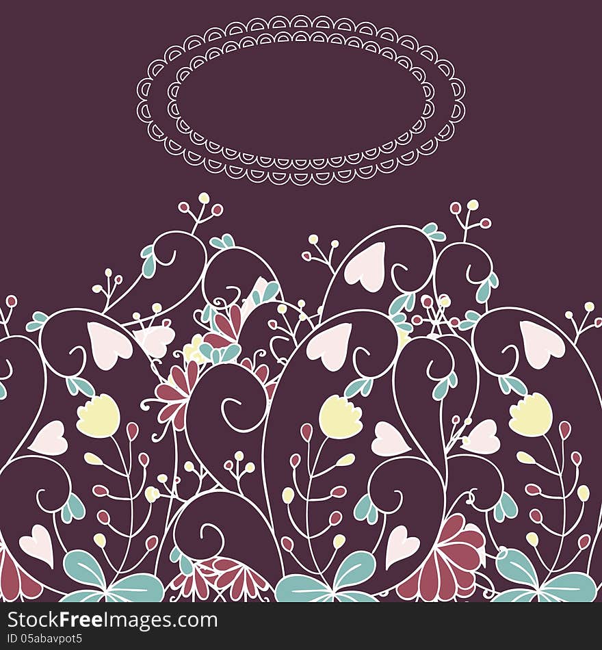 Vector abstract background with flowers and hearts