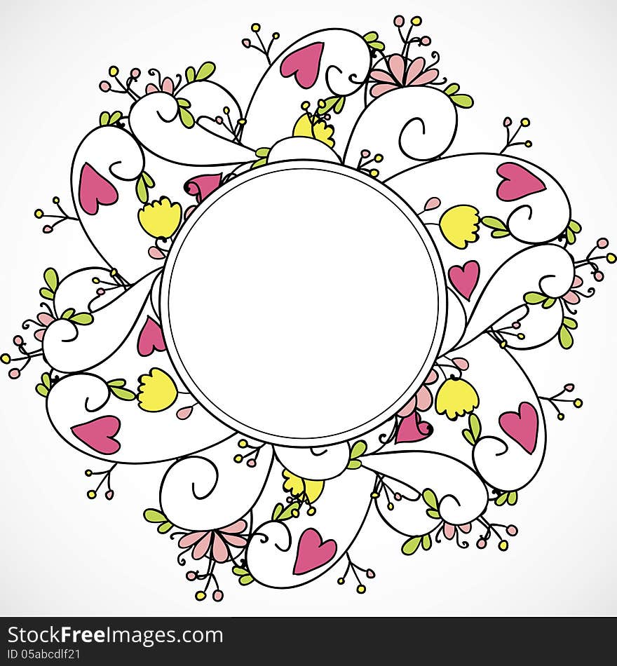 Vector abstract background with flowers and hearts