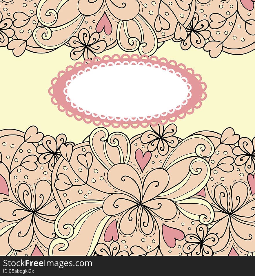 Vector abstract background with flowers and hearts