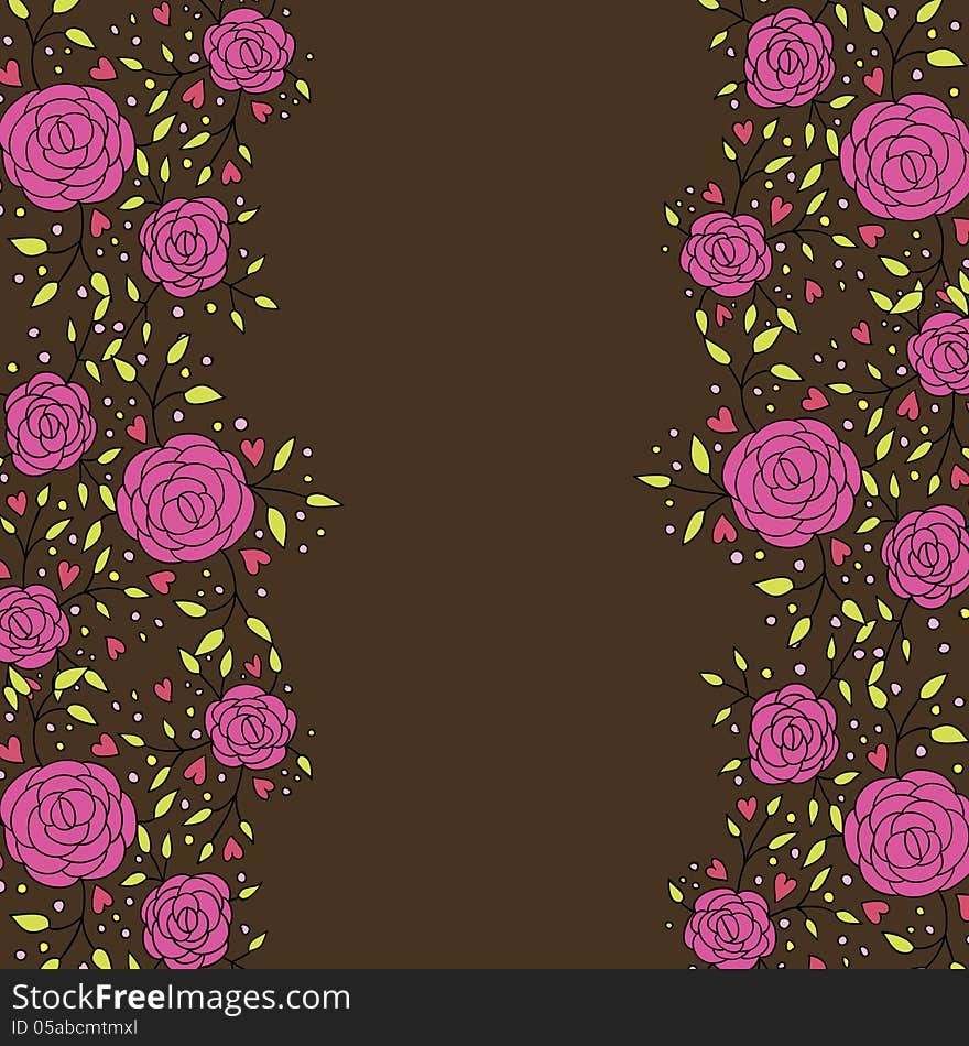 Vector abstract background with flowers and hearts. Vector abstract background with flowers and hearts