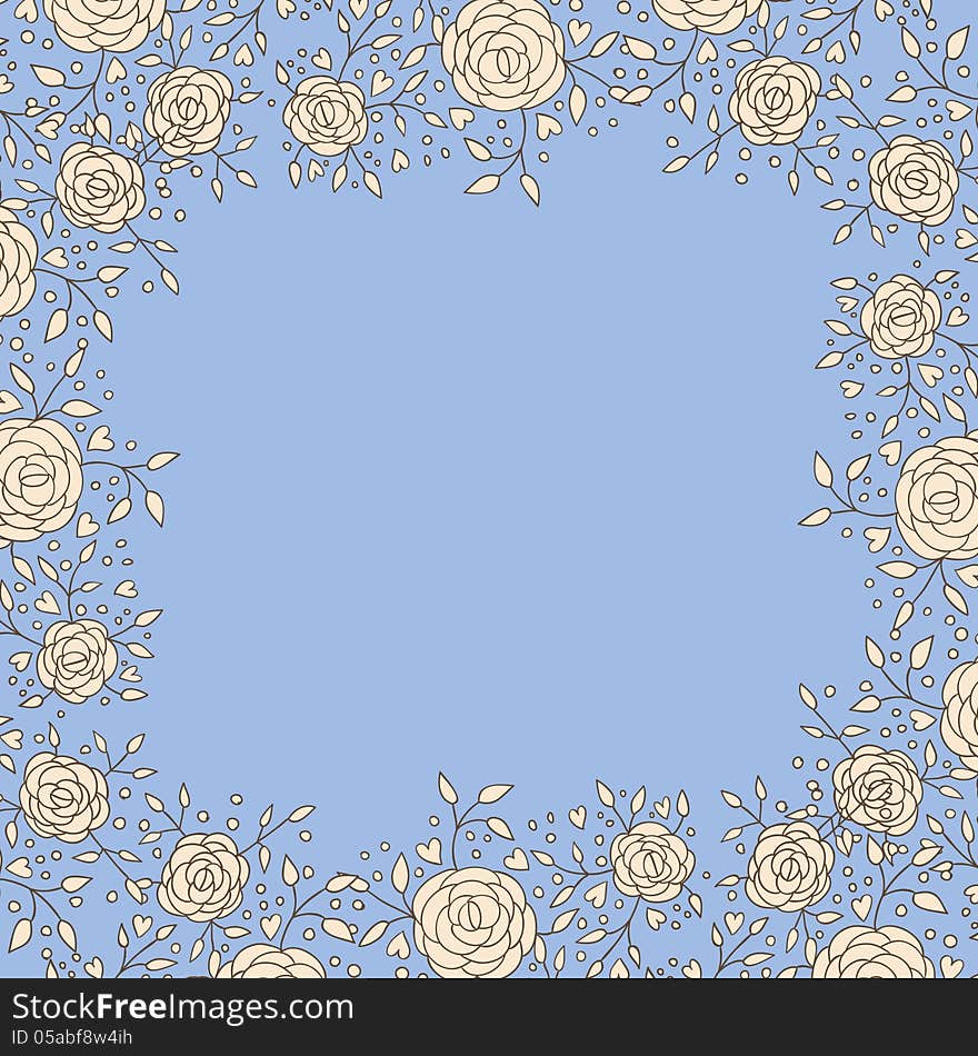 Vector abstract background with flowers and hearts. Vector abstract background with flowers and hearts