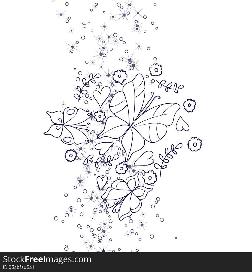 Vector isolated background with butterflies and flowers. Vector isolated background with butterflies and flowers