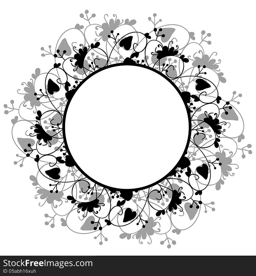 Vector abstract background with flowers and hearts