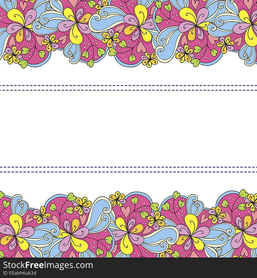 Vector abstract background with flowers and hearts