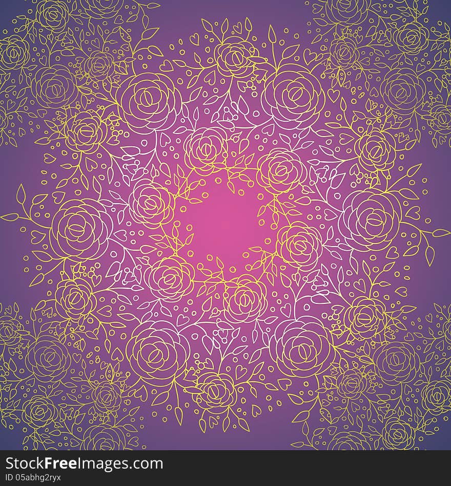 Vector abstract background with flowers and hearts. Vector abstract background with flowers and hearts