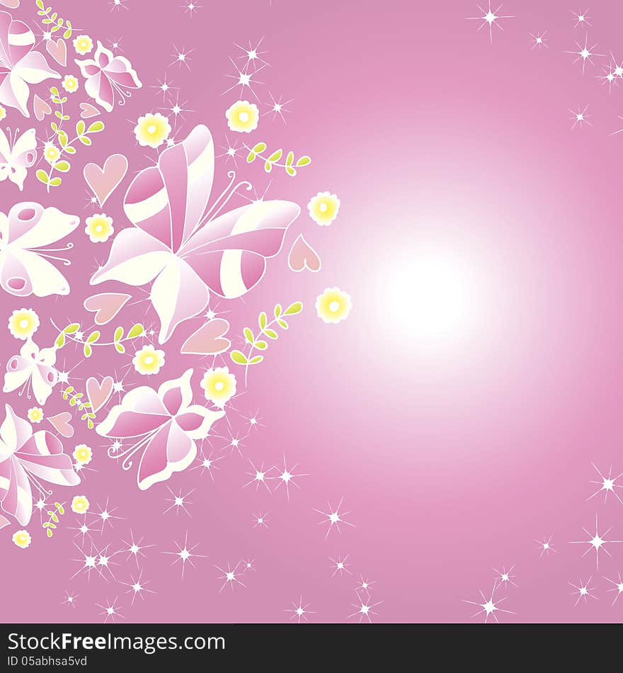 Vector background with butterflies and flowers. Vector background with butterflies and flowers