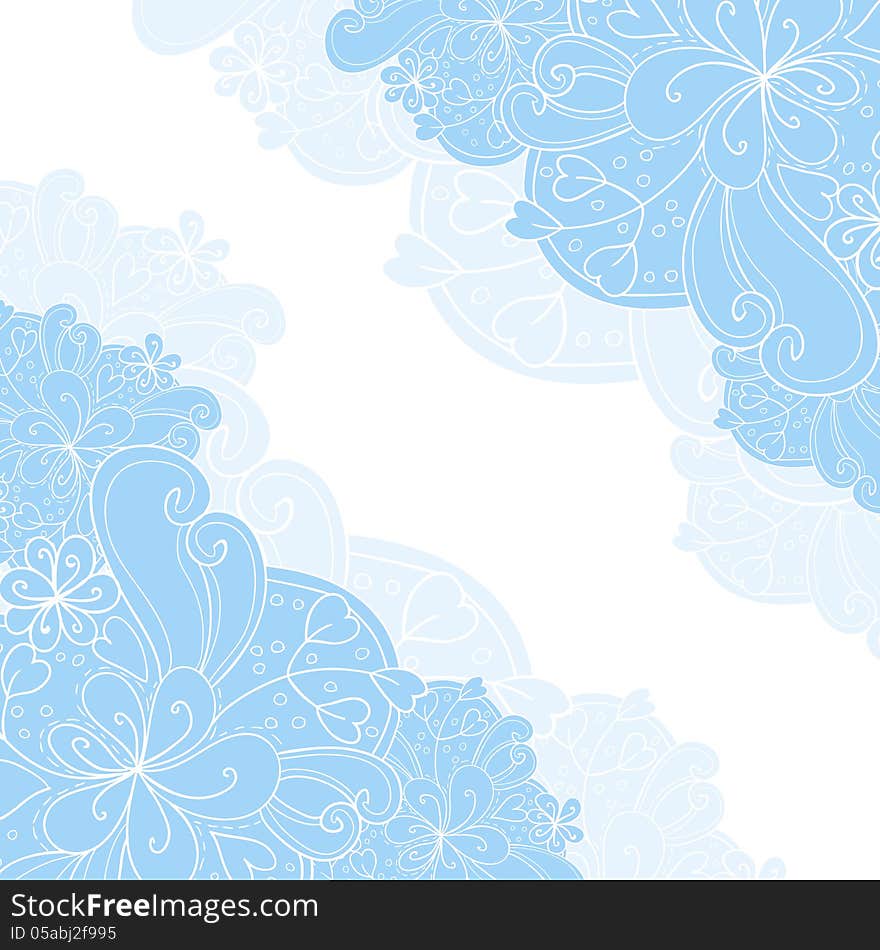 Vector abstract background with flowers and hearts