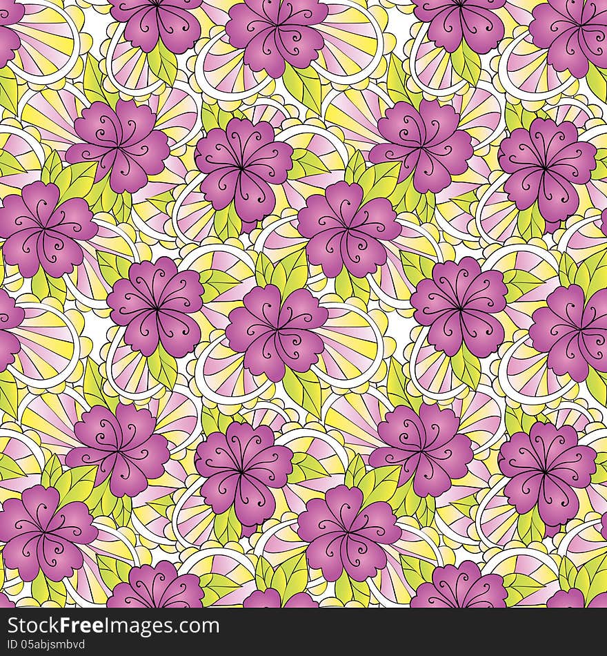 Vector seamless background with flowers. Vector seamless background with flowers