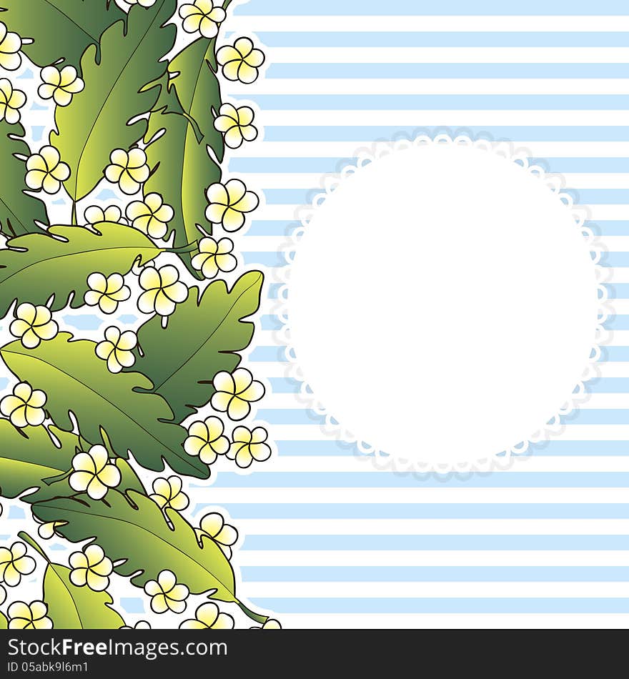 Vector tropical background with flowers and palm. Vector tropical background with flowers and palm