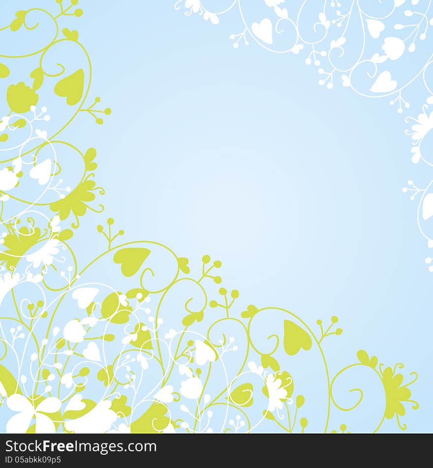 Vector abstract background with flowers and hearts