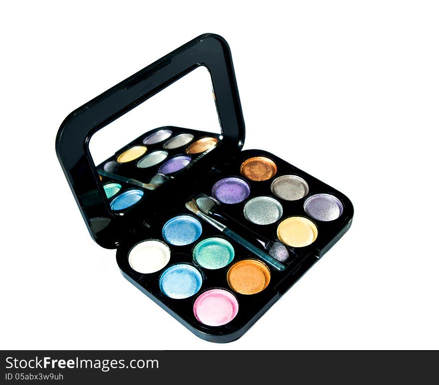 Makeup brushes and cosmetics palette. Makeup brushes and cosmetics palette