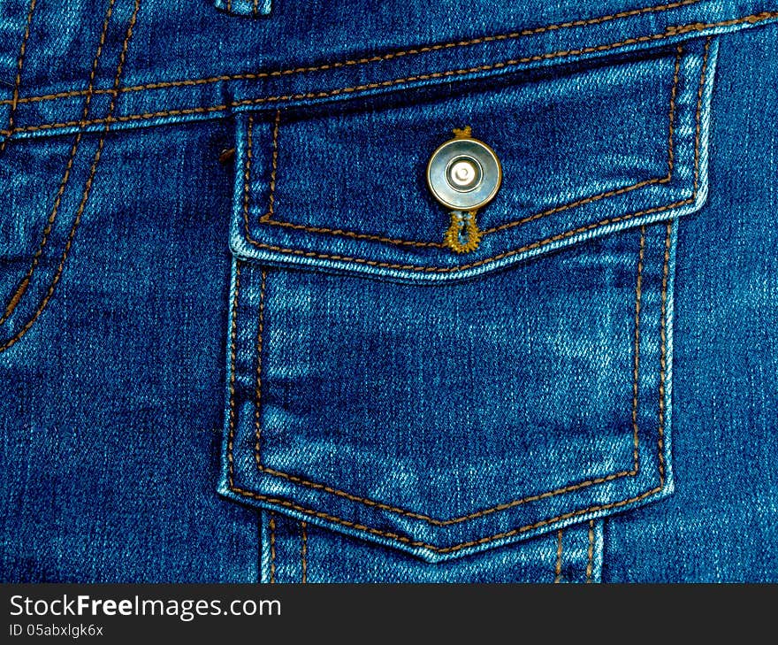 Blue jeans fabric with pocket