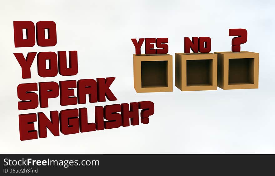 3d design. Do you speak english 3d text and white background. 3d design. Do you speak english 3d text and white background