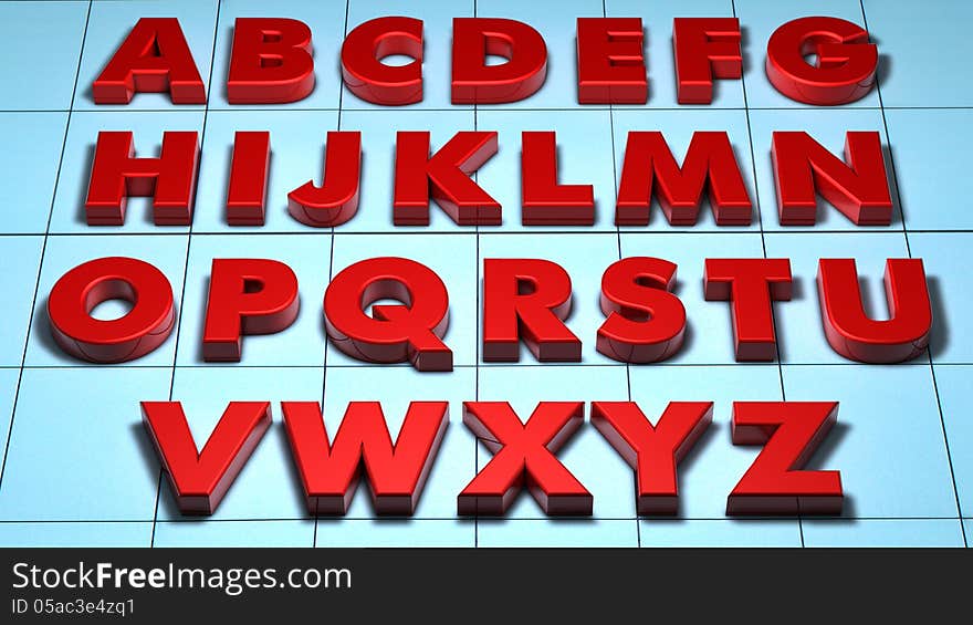 3d desing. 3D alphabet letters and floor