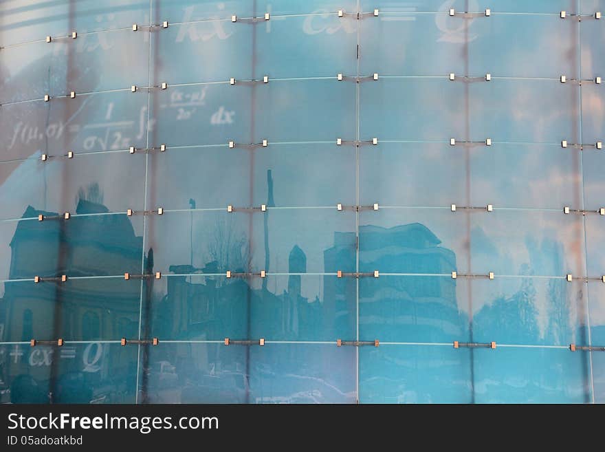 Glass facade of a modern building in Magdeburg