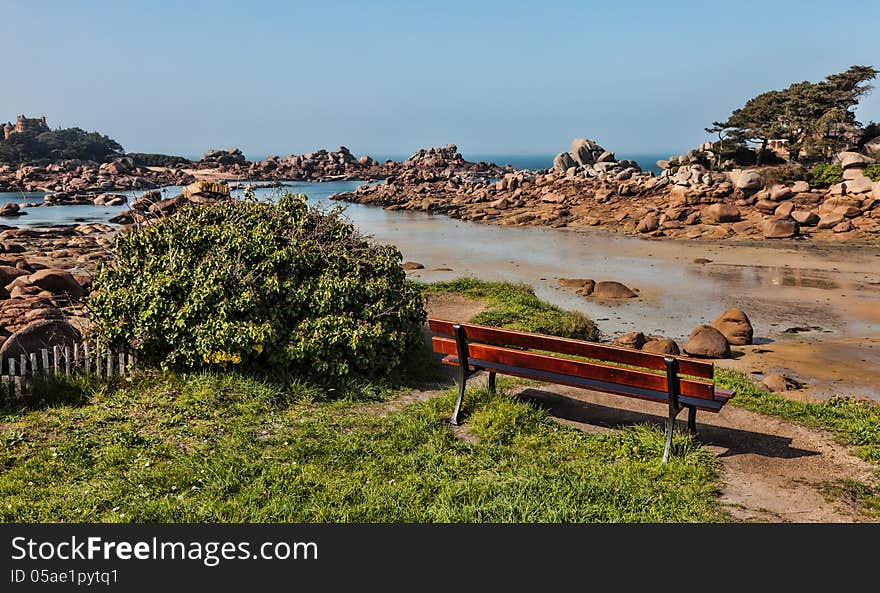 Rocky landscape in Brittany on the Pink Granite Coast,in north-west of France. Rocky landscape in Brittany on the Pink Granite Coast,in north-west of France.