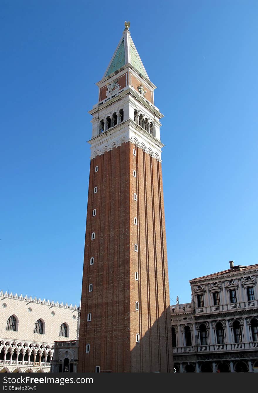 Bell tower of St. Mark's Square in Venice, Italy. Bell tower of St. Mark's Square in Venice, Italy